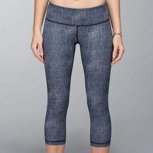 VTG LULULEMON WUNDER UNDER BURLAP BLACK CROP FULL ON LUXTREME LEGGINGS